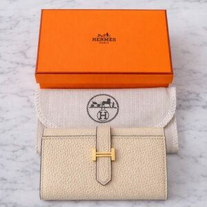 Hermès Béarn Compact Wallet Gold Togo Leather Gold Hardware